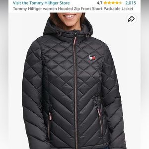 Tommy Hilfiger women Hooded Zip Front Short Packable puffer Jacket